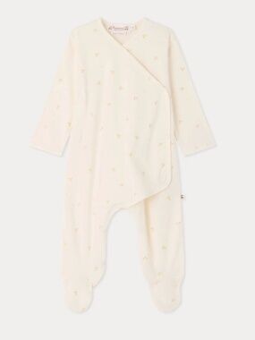 Bonpoint Cream/Off-White Baby Footie Romper Set 3M